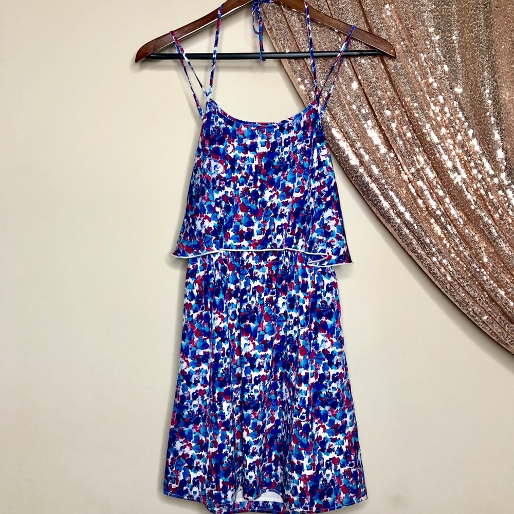 JESSICA SIMPSON Blue Watercolor Cutout Dress - Picture 4 of 10
